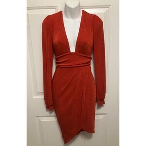 Hello‎ Molly Women's Long Sleeve Red Ruched Dress Size XS Slinky Knit Packable